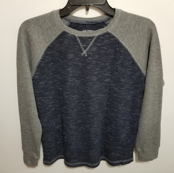 Arizona Jean Company Other - Arizona Jeans Long Sleeve Crew Neck Thermal Knit Shirt Blue Grey Boys Size Large